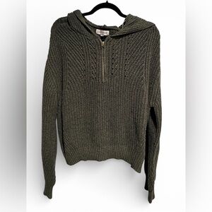 Lucky Brand Olive Knit Zip Sweater